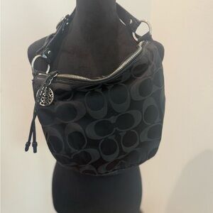 Coach Black Hobo Bag with Signature Pattern